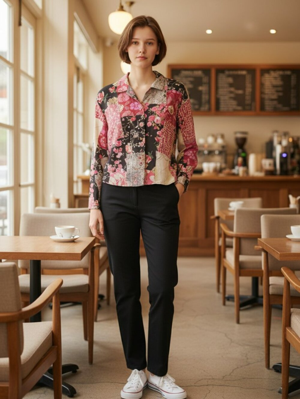 Casual Studio New York Patchwork Black and Fushia Long Sleeve Jacket in Size XL‎
